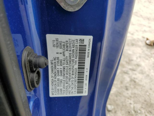 2019 HONDA CIVIC EX - 2HGFC3B37KH355225