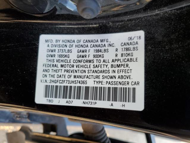 2018 HONDA CIVIC EX - 2HGFC2F73JH574365