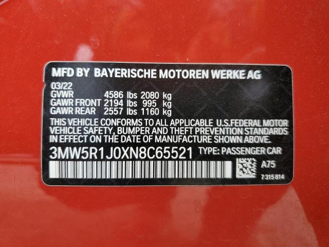 2022 BMW 330I 3MW5R1J0XN8C65521