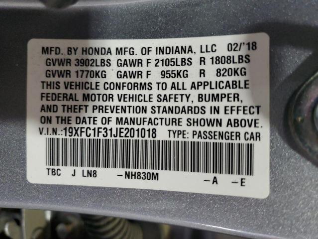 2018 HONDA CIVIC EX - 19XFC1F31JE201018
