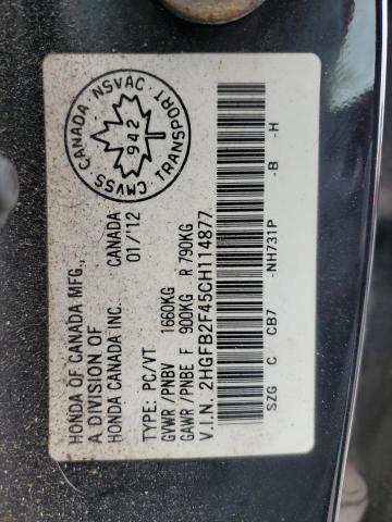 2012 HONDA CIVIC LX - 2HGFB2F45CH114877
