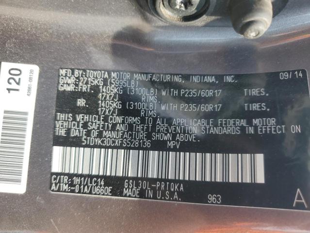 2015 TOYOTA SIENNA XLE - 5TDYK3DCXFS528136
