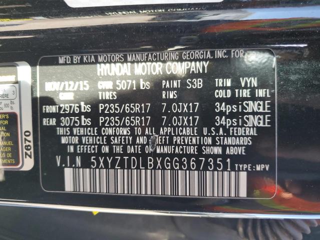 2016 HYUNDAI SANTA FE S - 5XYZTDLBXGG367351