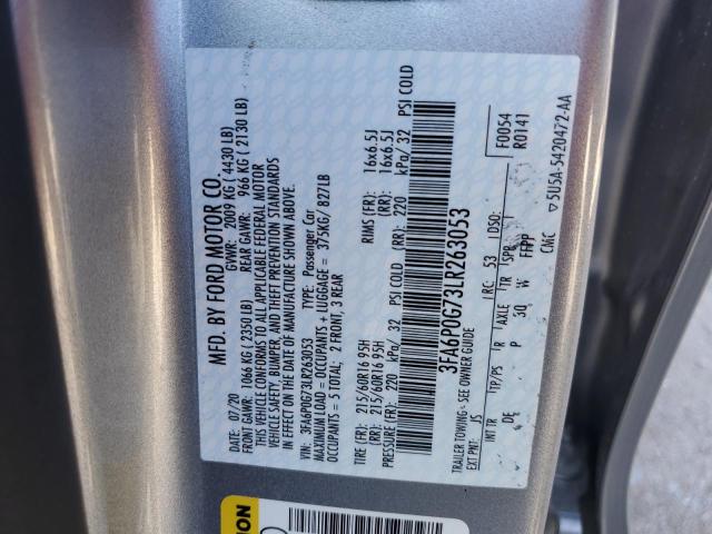 2020 FORD FUSION S - 3FA6P0G73LR263053