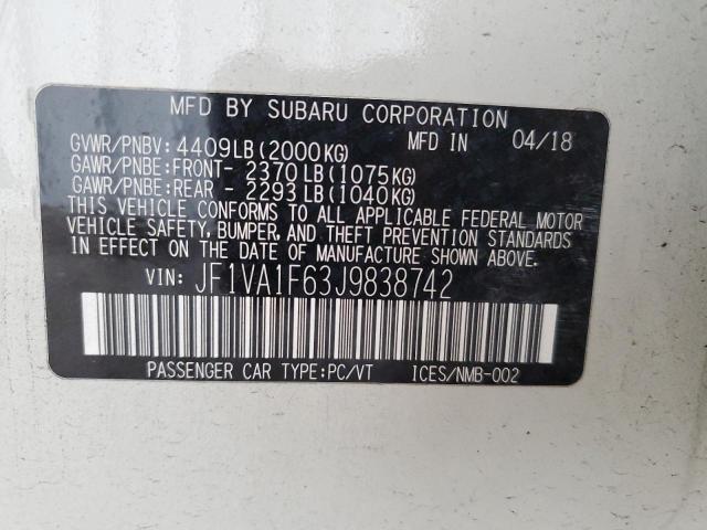 2018 SUBARU WRX LIMITE JF1VA1F63J9838742