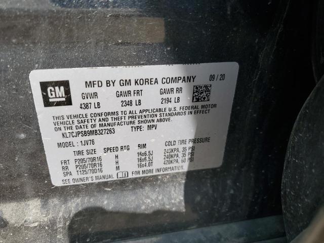 2021 CHEVROLET TRAX 1LT KL7CJPSB9MB327263