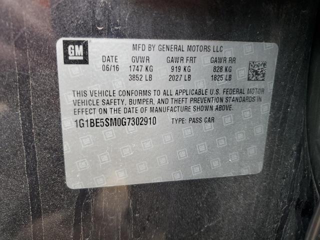 2016 CHEVROLET CRUZE LT 1G1BE5SM0G7302910