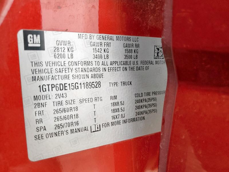 2016 GMC CANYON SLT 1GTP6DE15G1189528