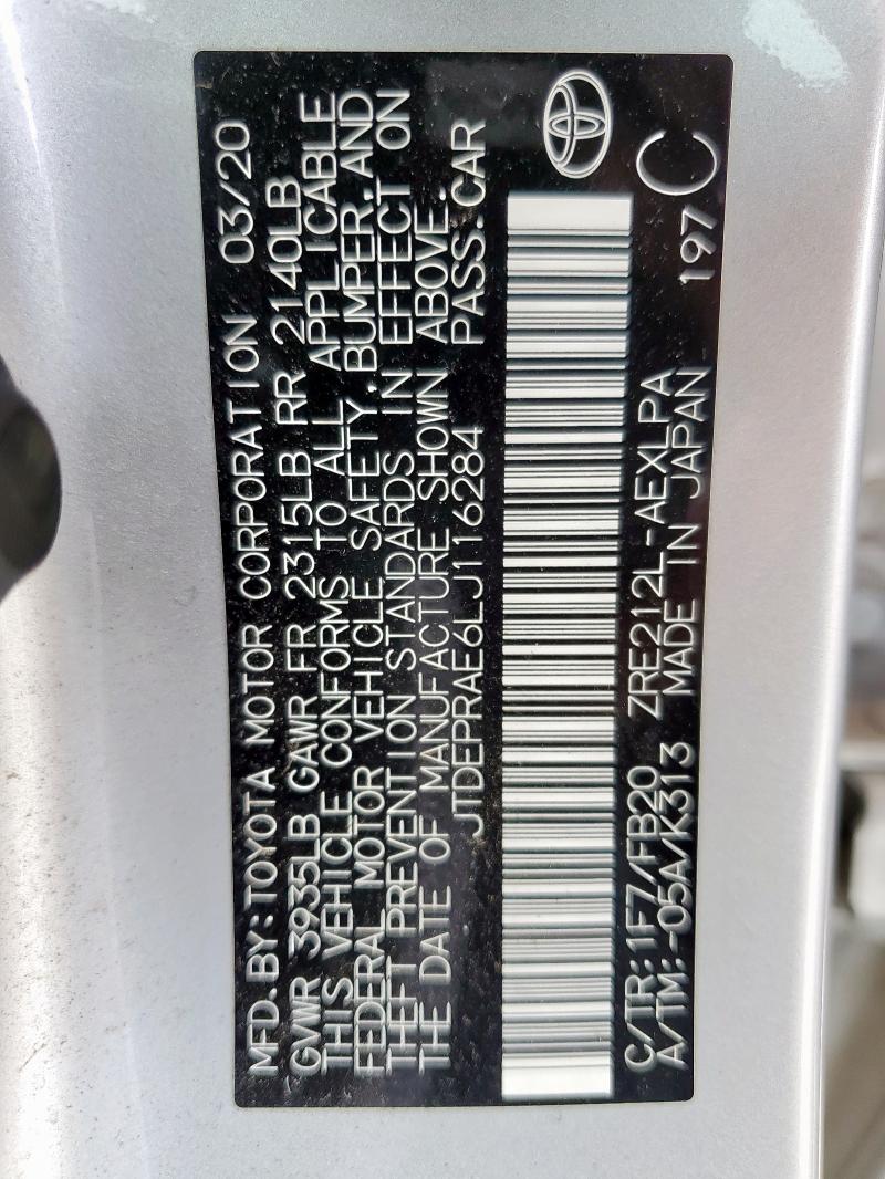 2020 TOYOTA COROLLA LE - JTDEPRAE6LJ116284