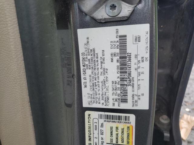 2019 FORD FUSION SEL 3FA6P0MU1KR136682