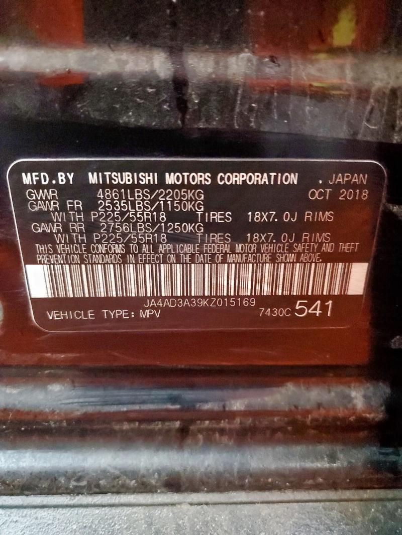 2019 MITSUBISHI OUTLANDER - JA4AD3A39KZ015169