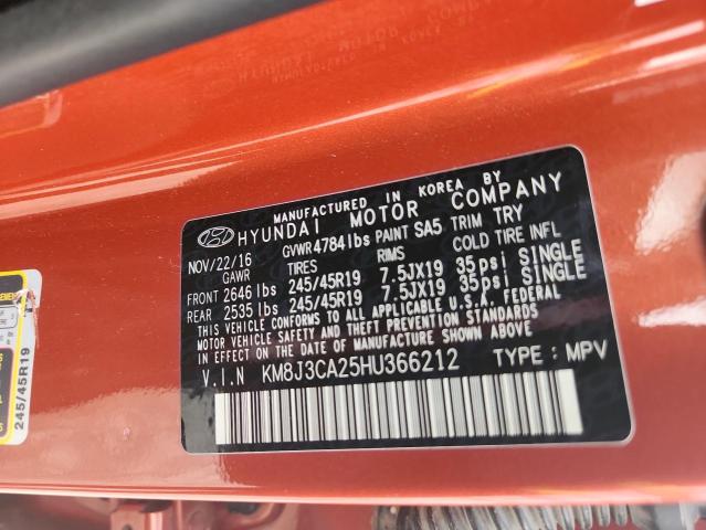 2017 HYUNDAI TUCSON LIM - KM8J3CA25HU366212
