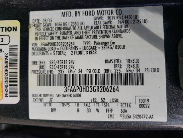 2016 FORD FUSION SE - 3FA6P0HD3GR206264