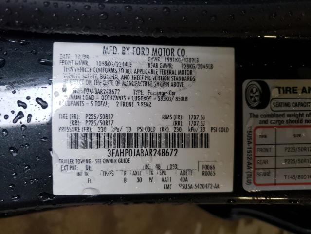 2010 FORD FUSION SEL - 3FAHP0JA8AR248672