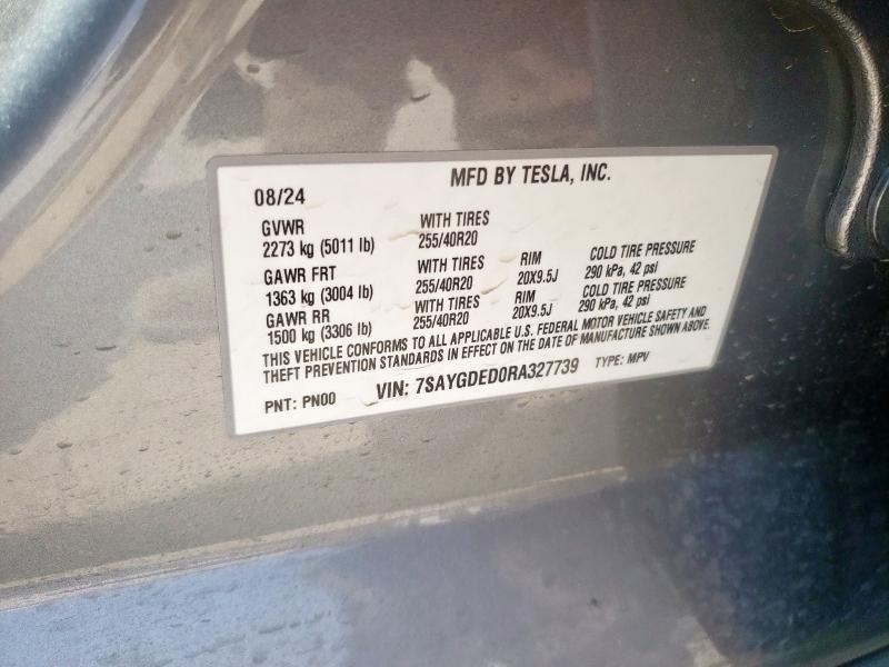 2024 TESLA MODEL Y 7SAYGDED0RA327739