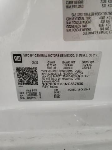 2022 CHEVROLET SILVERADO - 3GCPDCEK1NG567836