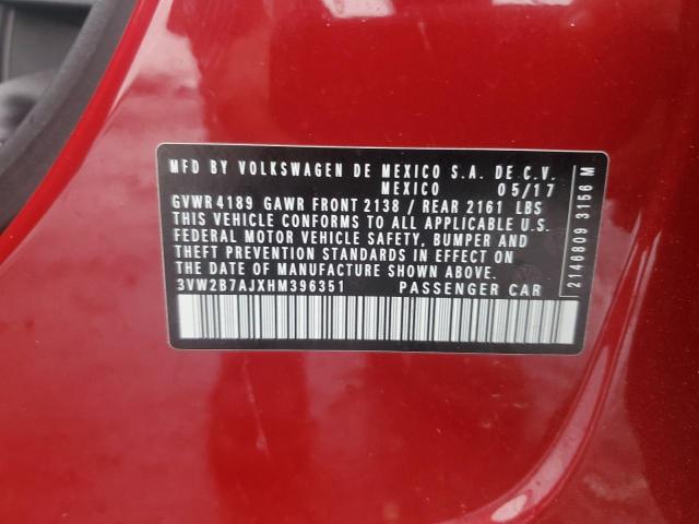 2017 VOLKSWAGEN JETTA S - 3VW2B7AJXHM396351