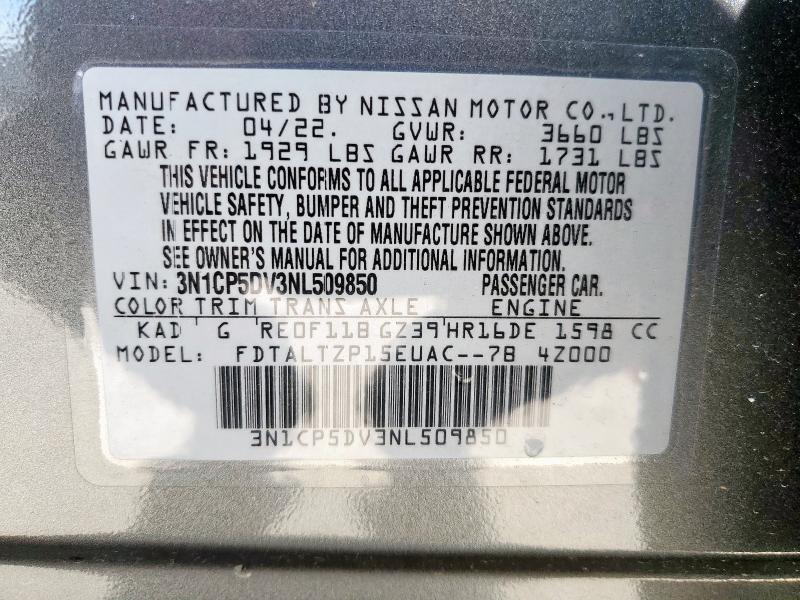 2022 NISSAN KICKS SR 3N1CP5DV3NL509850