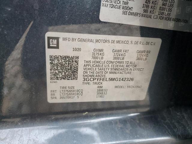 2021 CHEVROLET SILVERADO - 3GCPYFEL5MG142326