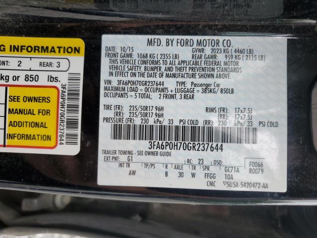 2016 FORD FUSION SE - 3FA6P0H70GR237644
