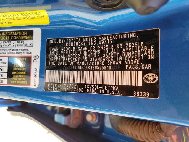 2016 TOYOTA CAMRY LE - 4T1BF1FK4GU525910
