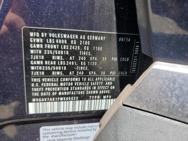 2015 VOLKSWAGEN TIGUAN S - WVGAV7AX1FW505623