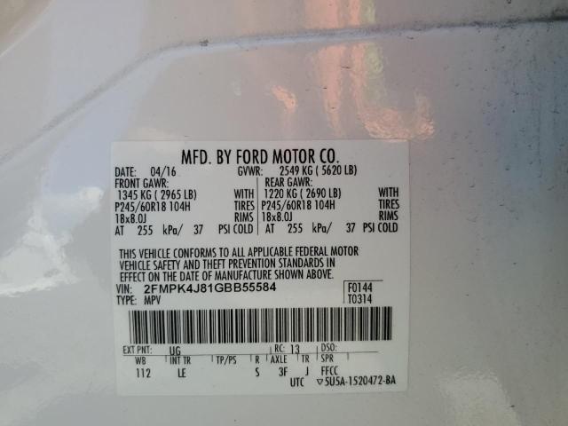 2016 FORD EDGE SEL 2FMPK4J81GBB55584