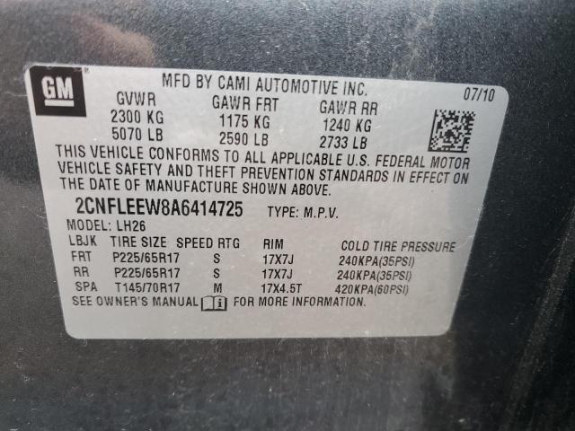 2CNFLEEW8A6414725 2010 CHEVROLET EQUINOX