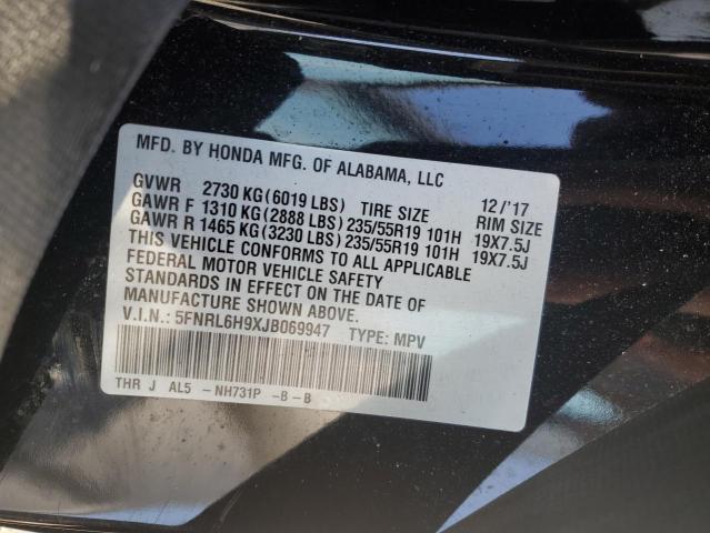 2018 HONDA ODYSSEY EL 5FNRL6H9XJB069947