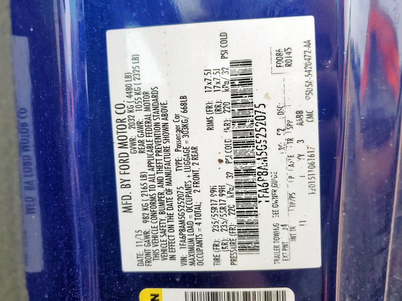 2016 FORD MUSTANG - 1FA6P8AM5G5252075