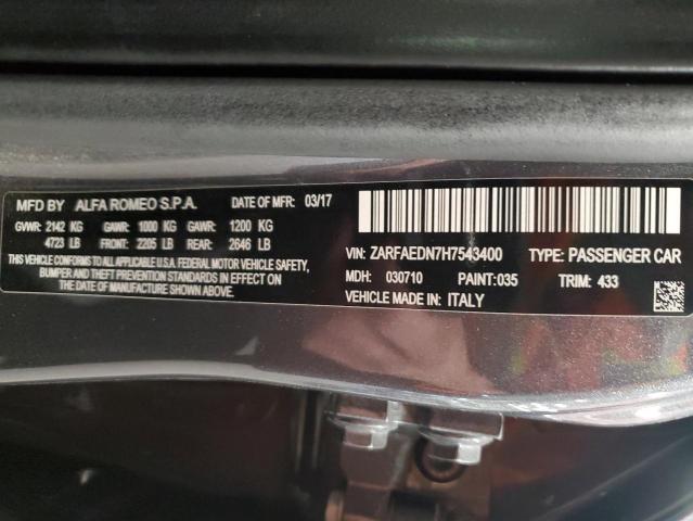 2017 ALFA ROMEO GIULIA Q4 ZARFAEDN7H7543400