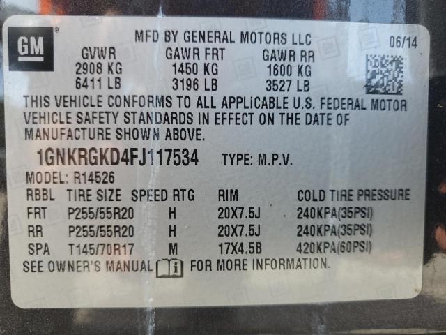 2015 CHEVROLET TRAVERSE L - 1GNKRGKD4FJ117534
