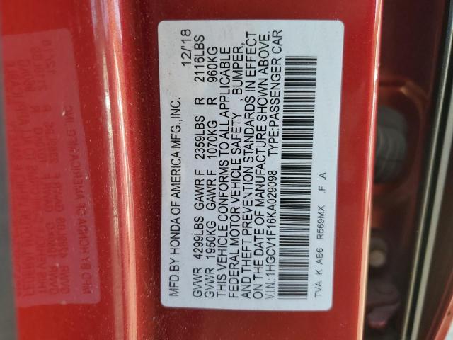 2019 HONDA ACCORD LX - 1HGCV1F16KA029098