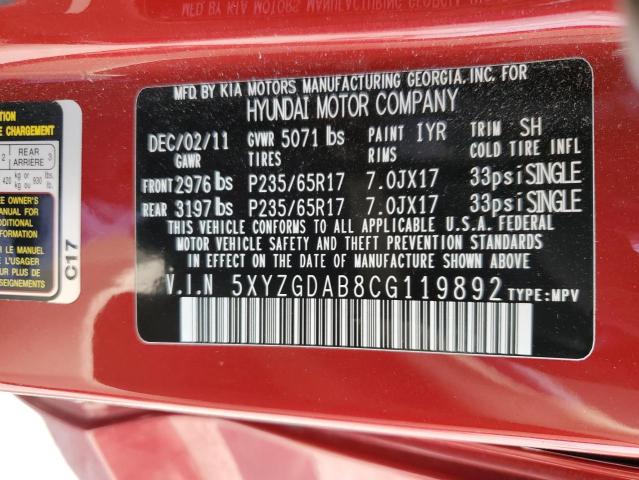 2012 HYUNDAI SANTA FE G - 5XYZGDAB8CG119892
