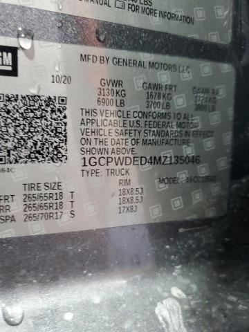 2021 CHEVROLET SILVERADO 1GCPWDED4MZ135046