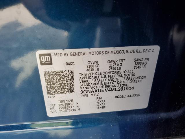 2021 CHEVROLET EQUINOX LT - 3GNAXUEV4ML381914