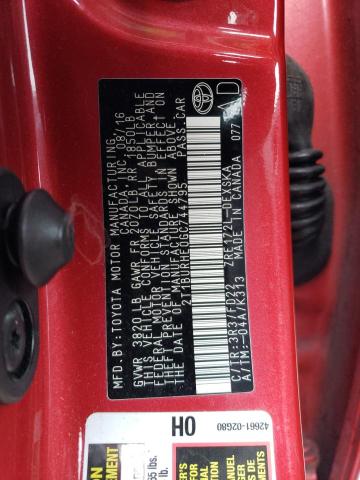 2016 TOYOTA COROLLA L 2T1BURHE0GC744795
