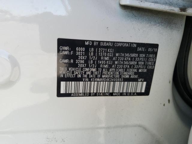 2019 SUBARU ASCENT TOU 4S4WMARD4K3400893