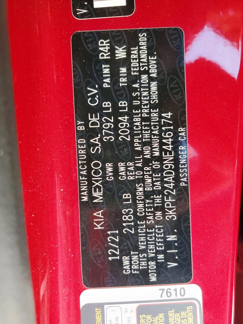 2022 KIA FORTE FE - 3KPF24AD9NE446174