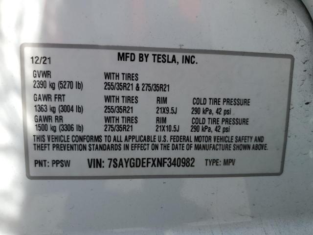 2022 TESLA MODEL Y - 7SAYGDEFXNF340982