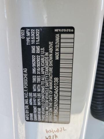 2022 PORSCHE CAYENNE TU WP1BK2AY6NDA60138