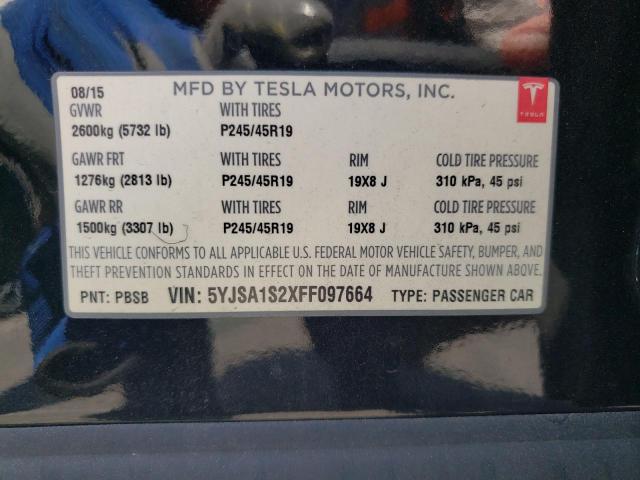 2015 TESLA MODEL S 70 5YJSA1S2XFF097664