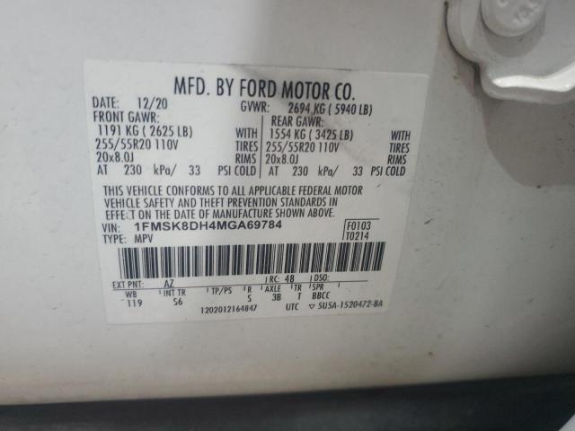 2021 FORD EXPLORER X 1FMSK8DH4MGA69784
