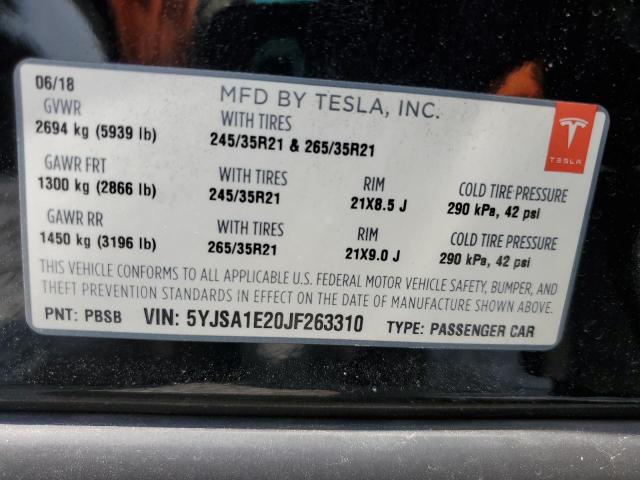 2018 TESLA MODEL S 5YJSA1E20JF263310