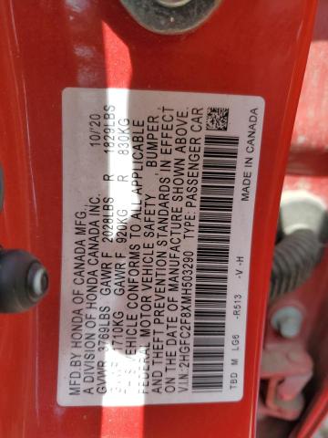 2021 HONDA CIVIC SPOR - 2HGFC2F8XMH503290