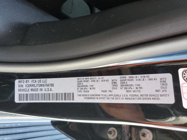 2021 RAM 1500 LARAM 1C6RREJT5MN794786
