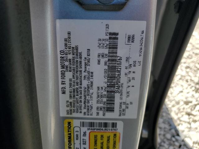 2018 FORD FUSION SE - 3FA6P0HD6JR210767
