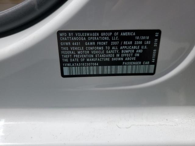2019 VOLKSWAGEN PASSAT WOL - 1VWLA7A31KC007064