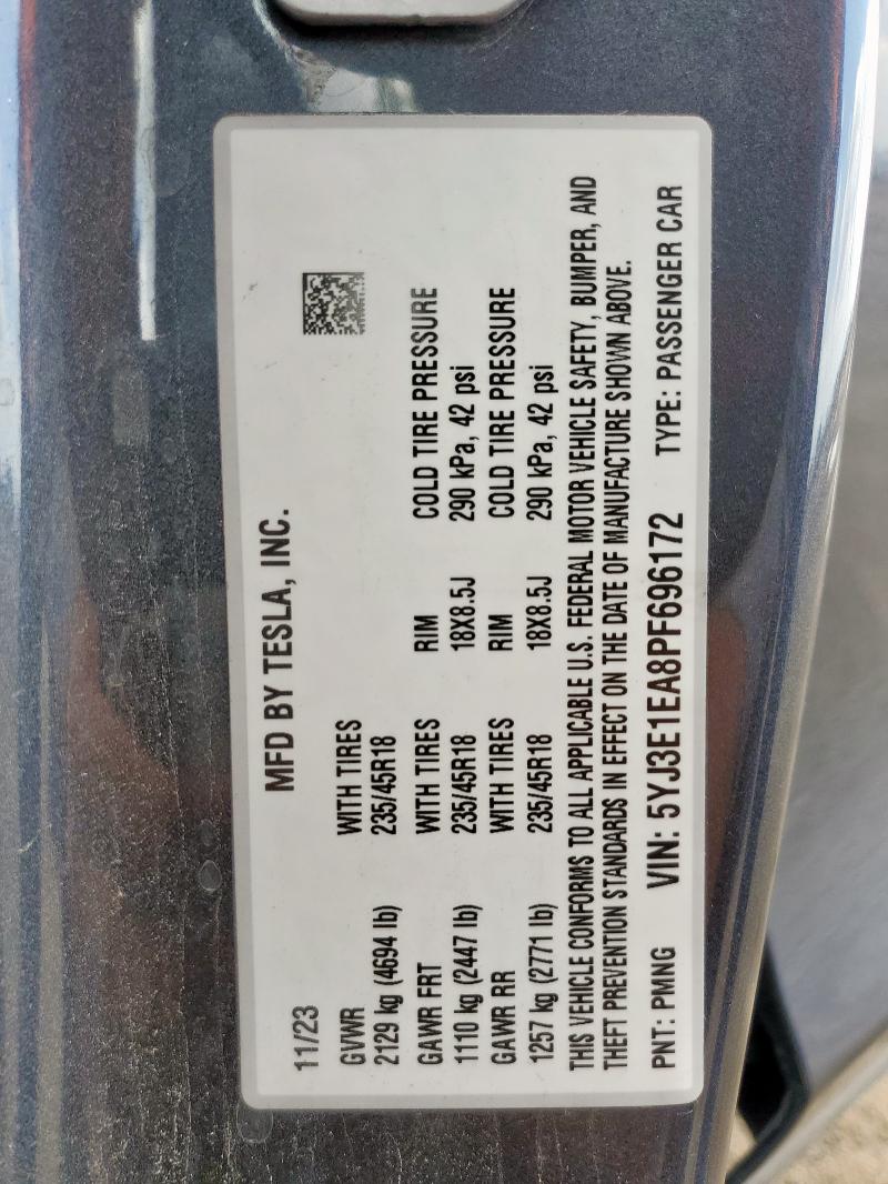 2023 TESLA MODEL 3 - 5YJ3E1EA8PF696172