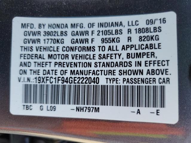 2016 HONDA CIVIC TOUR - 19XFC1F94GE222040